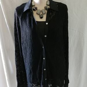 Mimi Maternity Black Lace Blouse w/ attached Tank size Large